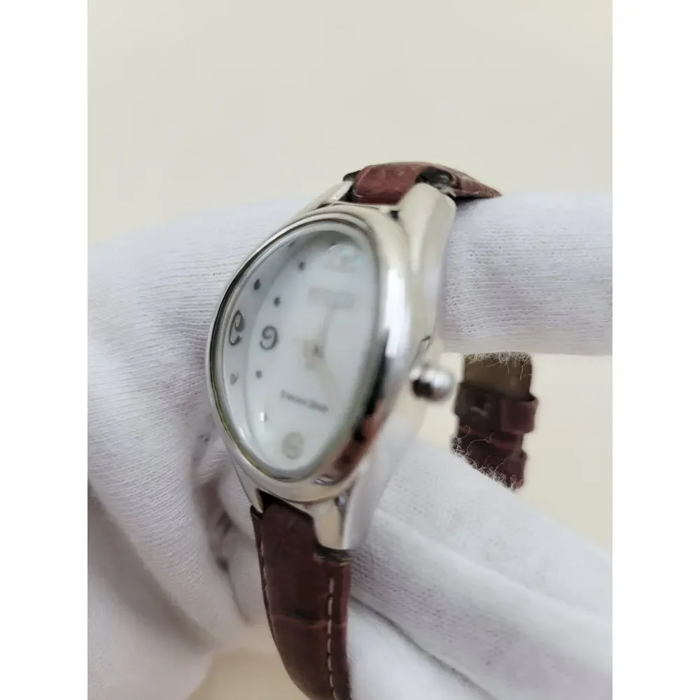 Ecclissi 22650 Women's Sterling Silver Watch Mother of Pearl Dial Brown Leather